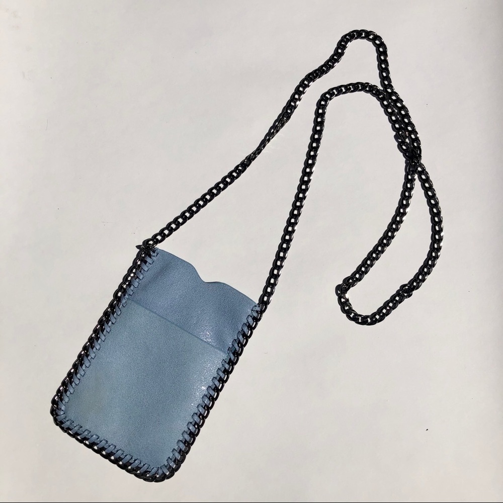 Baby Blue Faux Leather Cross Body Phone Bag
